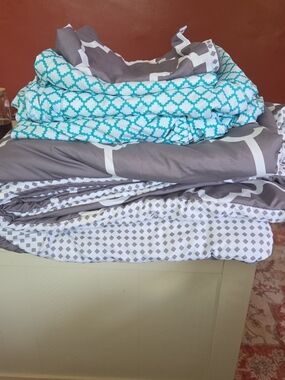 jcpenney Teal and Gray Geometric Bedding Set